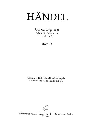 AQ: G.F. Händel: Concerto grosso B-Dur op. 3/1 HW,  (B-Ware)