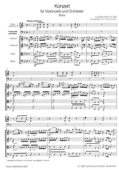 L. Boccherini: Violoncellokonzert B-dur G 482, VcOrch (Part)