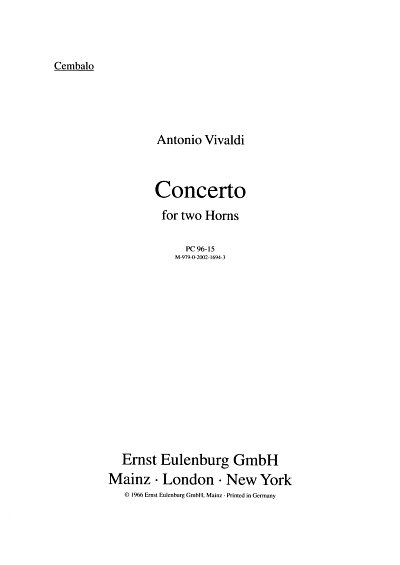 A. Vivaldi: Concerto F-Dur Op 47/6 Rv 539 P 321 - 2 Hrn Str 
