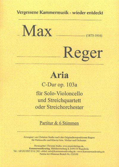 AQ: M. Reger: Aria C-Dur op. 103a, Vc5Str (Pa+St) (B-Ware)