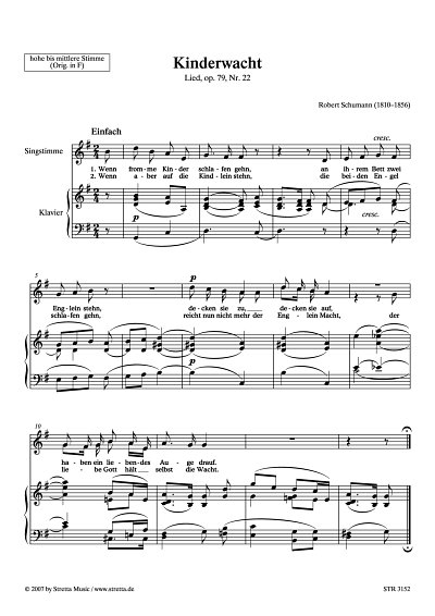 DL: R. Schumann: Kinderwacht Lied, op. 79, Nr. 22