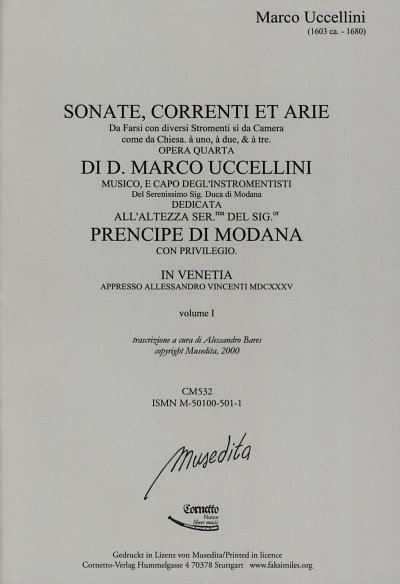 M. Uccellini: Sonate, correnti et arie op. 4, VarEns (Pa+St)