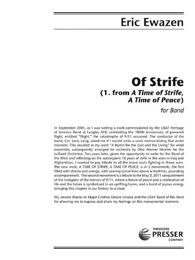 E. Ewazen: Of Strife (1. From A Time Of Strife, A Time Of Peace)