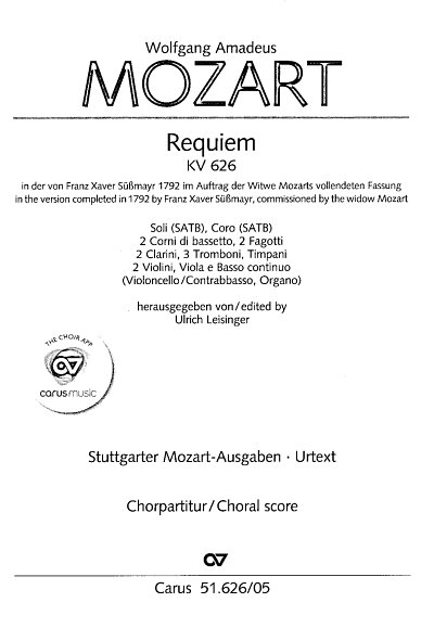 W.A. Mozart: Requiem d-Moll KV 626, 4GesGchOrchO (Chpa)