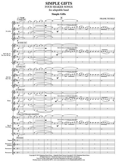 F. Ticheli: Simple Gifts: Four Shaker Song, Varblaso (Pa+St)
