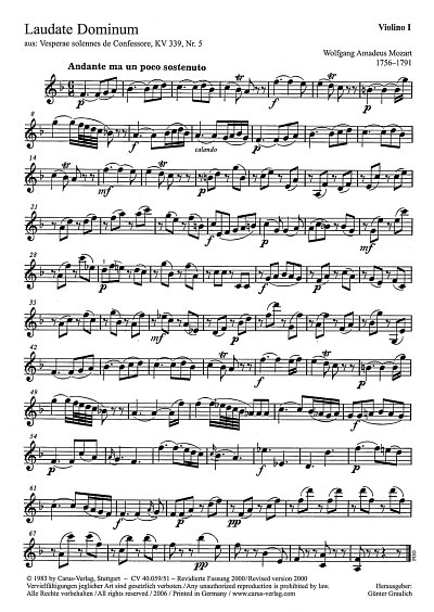 W.A. Mozart: Laudate Dominum in F KV 339 Nr. 5; aus: Vespera