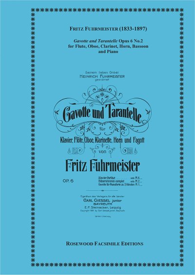 Fuhrmeister, Fritz (1833-1897): Gavotte & Tarantelle