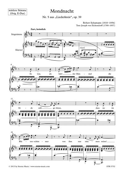 DL: R. Schumann: Mondnacht, Singstimme (mittel), Klavier