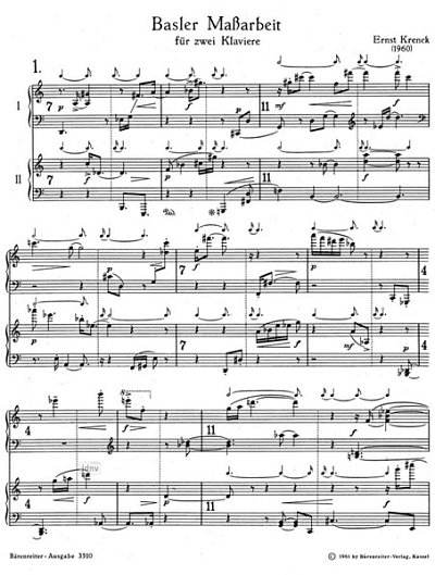 E. Krenek: Basler Maßarbeit für zwei Klaviere , 2Klav (Sppa)