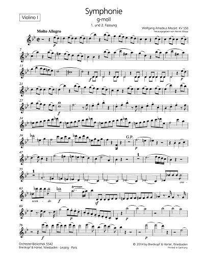 W.A. Mozart: Symphonie Nr. 40 g-moll KV 550, Sinfo (VcKb)