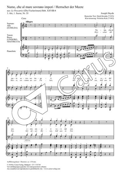DL: J. Haydn: Nume, che al mare sovrano imperi C-D, GCh4 (Pa