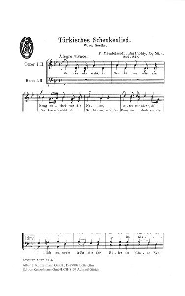 F. Mendelssohn Bartholdy: Türkisches Schenkenlied op. 50/1