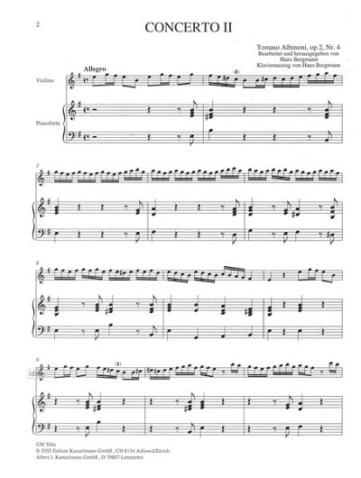 T. Albinoni: Concerto 2 op. 2/4, VlStro (KASt)