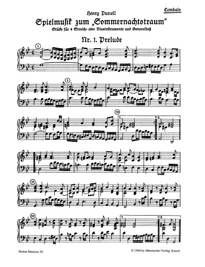 H. Purcell: Spielmusik zum Sommernachtstra, StroBc;Bl (Cemb)