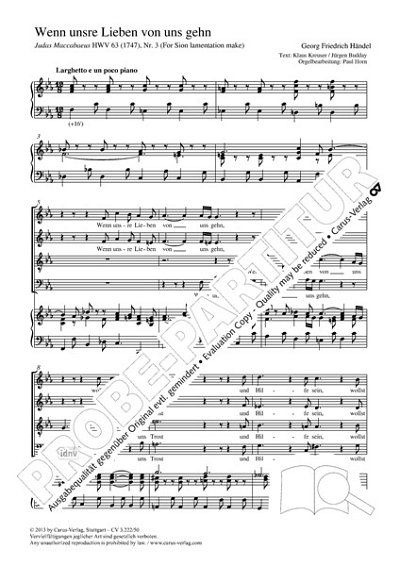 DL: G.F. Händel: Wenn uns're Lieben von uns gehe, GchOrg (Pa