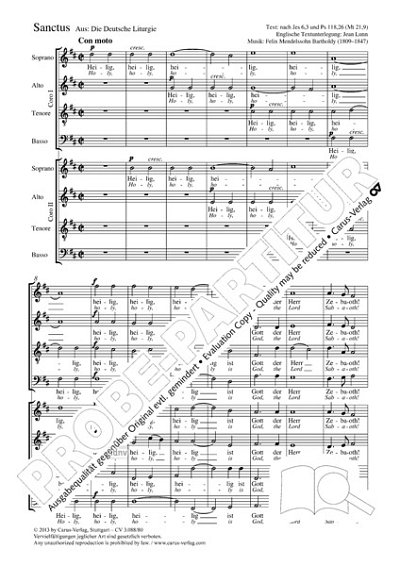 DL: F. Mendelssohn Barth: Sanctus D-Dur (Part.)