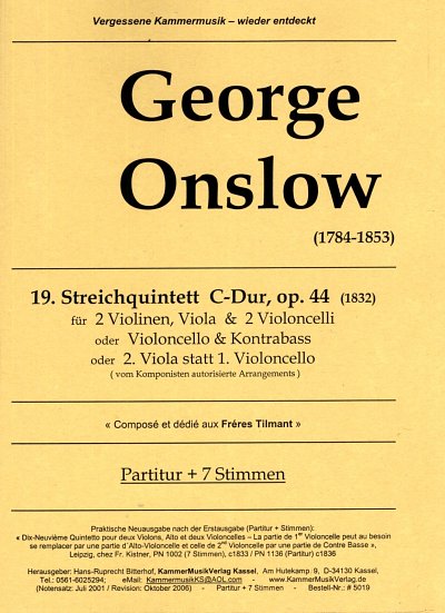 G. Onslow: 19. Streichquintett C-Dur, op. 44 (Pa+St)