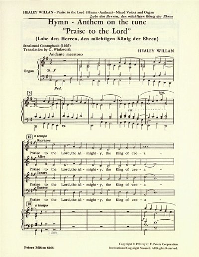 J.H. Willan et al.: Hymn-Anthem on the tune "Praise to the Lord"