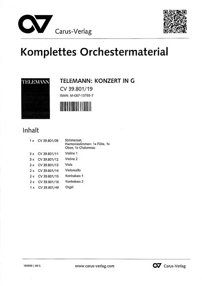 G.P. Telemann: Konzert G-Dur Grillen Sinfonie