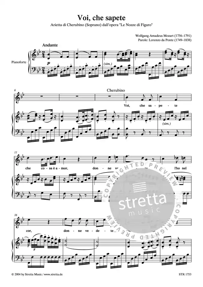 DL: W.A. Mozart: Voi, che sapete Arietta des Cherubino aus d (0)