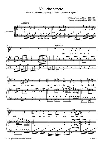 DL: W.A. Mozart: Voi, che sapete Arietta des Cherubino aus d