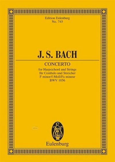 J.S. Bach: Konzert F-Moll Bwv 1056 Eulenburg Studienpartitur