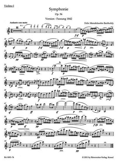 F. Mendelssohn Barth: Symphonie a-Moll op. 56, Sinfo (Vl1)