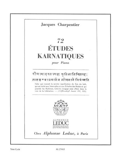 J. Charpentier: 74 Études Karnatiques Cycle 07, Klav