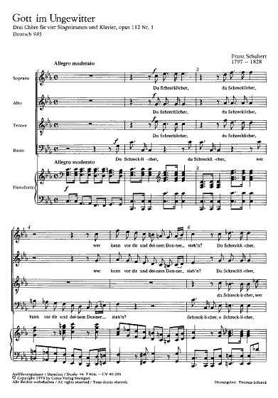 F. Schubert: Gott im Ungewitter D 985; aus: Drei Choere fuer