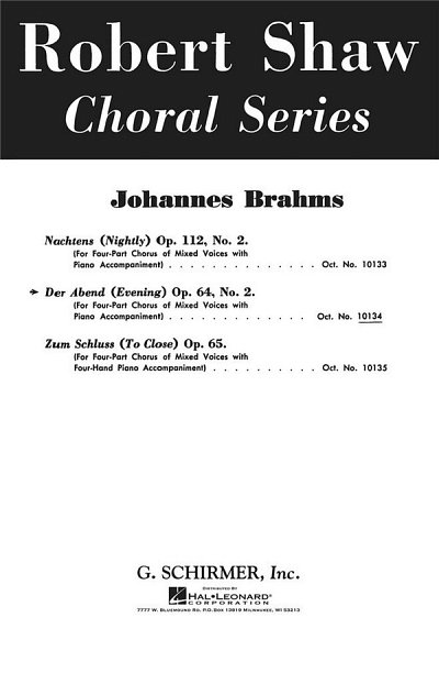 J. Brahms: Der Abend Op.64 No.2, GchKlav (Chpa)