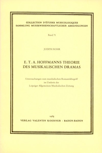 J. Rohr: E.T.A. Hoffmanns Theorie des musikalischen Dra (Bu)