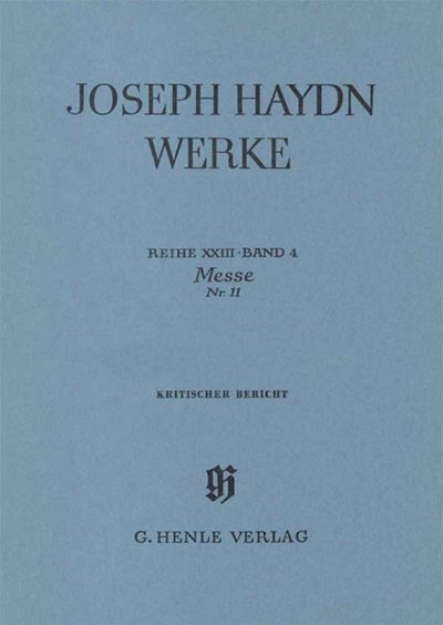 H. Joseph: Messe Nr. 11 (Schöpfungsmesse), ChOrch (Bch(Hc))