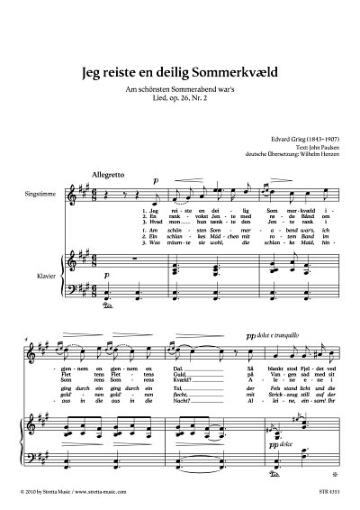 DL: E. Grieg: Am schoensten Sommerabend war's Lied, op. 26, 