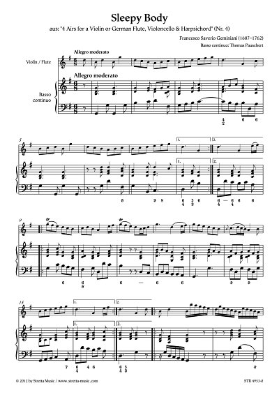 DL: F.S. Geminiani: Sleepy Body, Violine [Floete], Basso con
