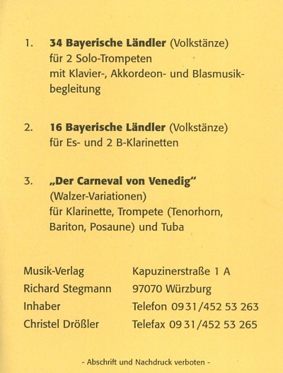R. Stegmann et al.: Bayerische Laendler + Carneval Von Venedig