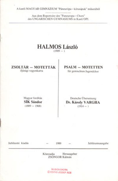L. Halmos y otros.: Halmos: 14 Psalm-Motetten für gem. Chor
