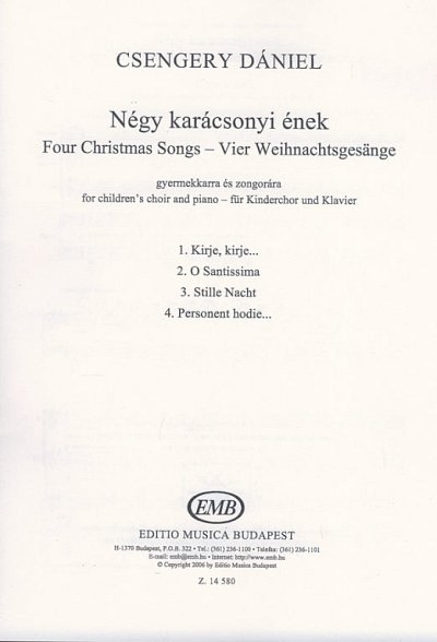 D. Csengery: Vier Weihnachtsgesänge, Kch3Klv (Part.)