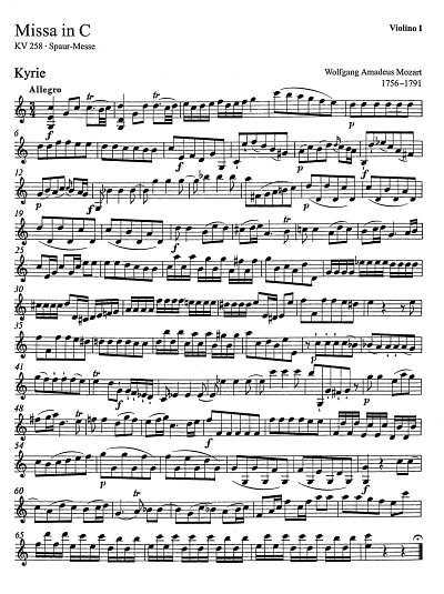 W.A. Mozart: Missa in C KV 258, 4GesGchOrch (Vl1)