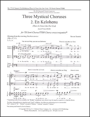 S. Sametz: Three Mystical Choruses: No. 2 En Kelohenu