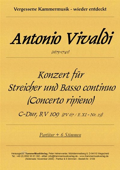 A. Vivaldi: Konzert fuer Streicher und BC C-Dur RV109 (Pa+St