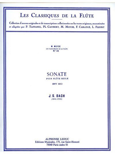J.S. Bach: Sonata BWV1013 In A minor, Fl (Part.)