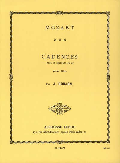 W.A. Mozart: 3 Cadenzas by J.Donjon for Concerto, Fl (Part.)