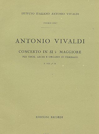 A. Vivaldi: Concerto Per Oboe, Archi E BC: In Si Bem (Part.)