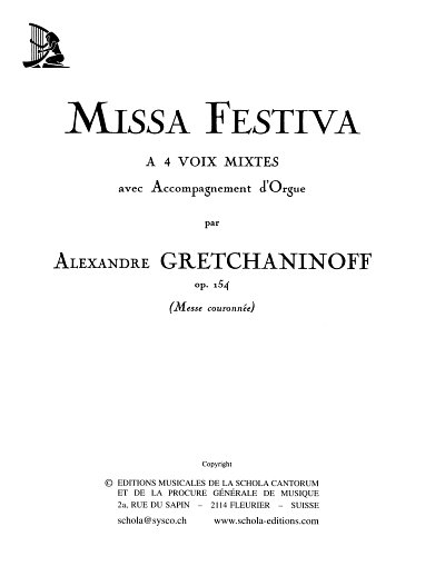 A. Gretschaninow: Missa festiva op. 154, GchOrg (Orgpa)