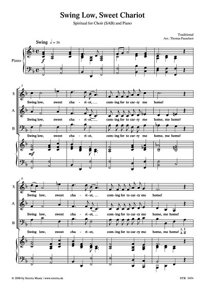 DL: Swing low, Sweet Chariot Spiritual fuer Chor und Klavier