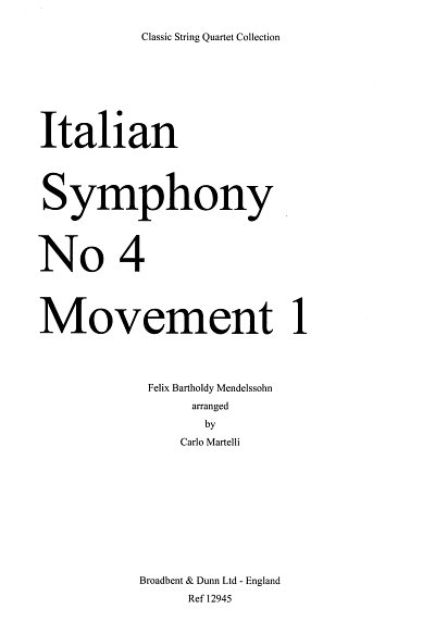 F. Mendelssohn Barth: Italian Symphony No., 2VlVaVc (Stsatz)