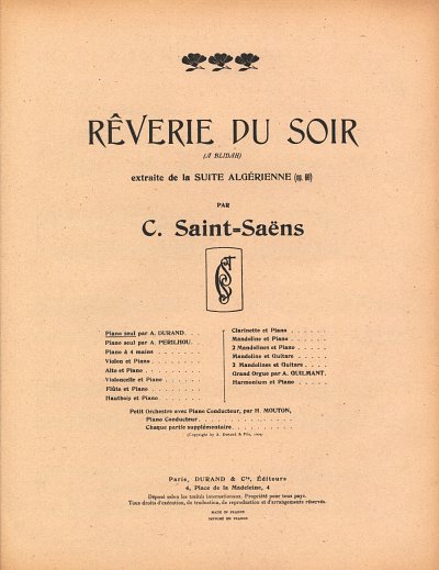C. Saint-Saëns: Rêverie du Soir , Klav