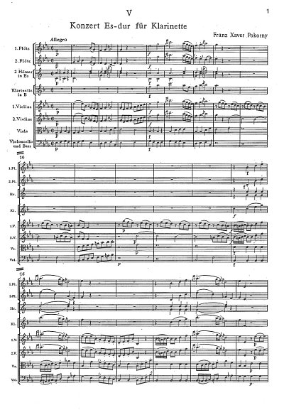 F.X. Pokorný: Konzert für Klarinette und O, KlarOrch (Part.)