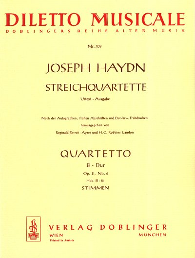 J. Haydn: Quartett B-Dur Op 2/6 Hob 3:12 Diletto Musicale