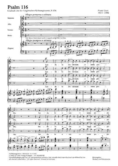 F. Liszt: Der 116. Psalm S 156; Graduale aus der ungarischen